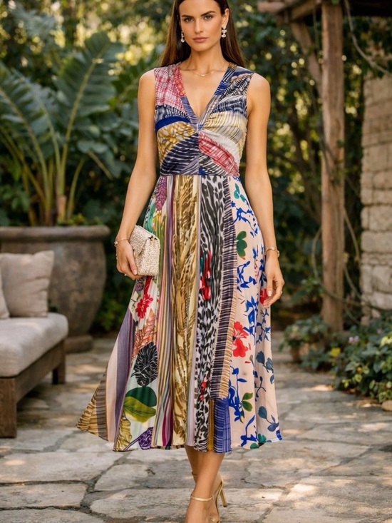 Anthropologie Dresses & Skirts - Anthropologie Geisha Designs Jacinta boho colorful pleated midi dress Small
